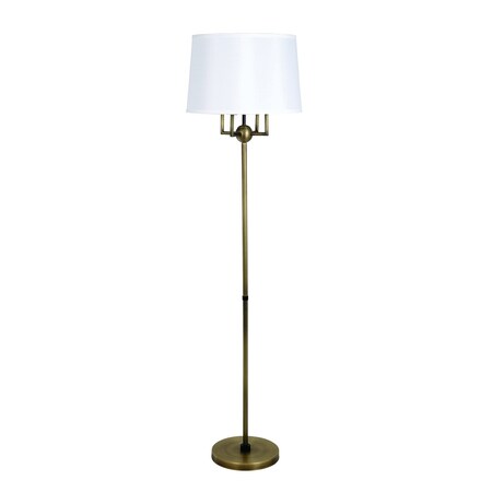 House Of Troy Alpine 4 light cluster antique brassblack floor lamp with white silk softback shade A700-AB/BLK